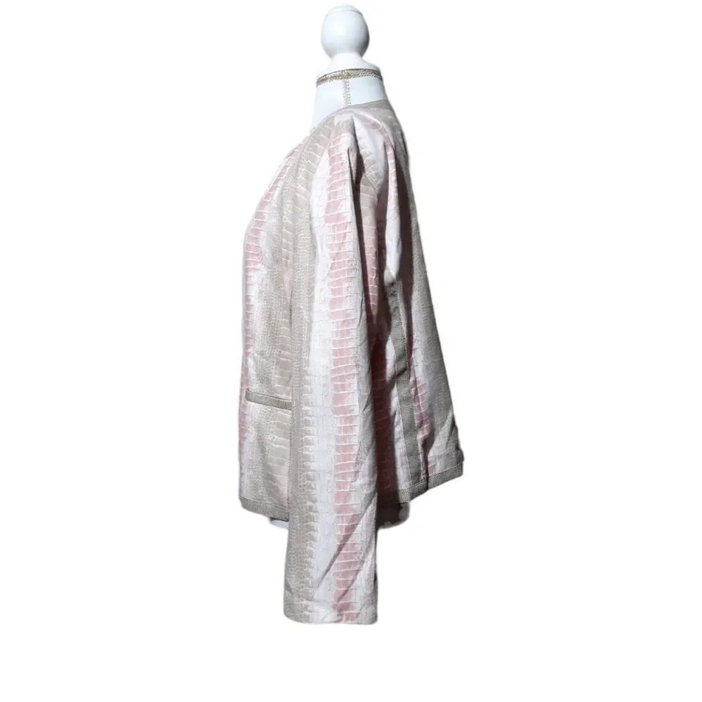 City Girl 2 Pc Women's set Jacket & Blouse Snake Print Pink Multi Color Sz Large
